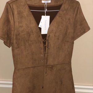 Lace front brown dress